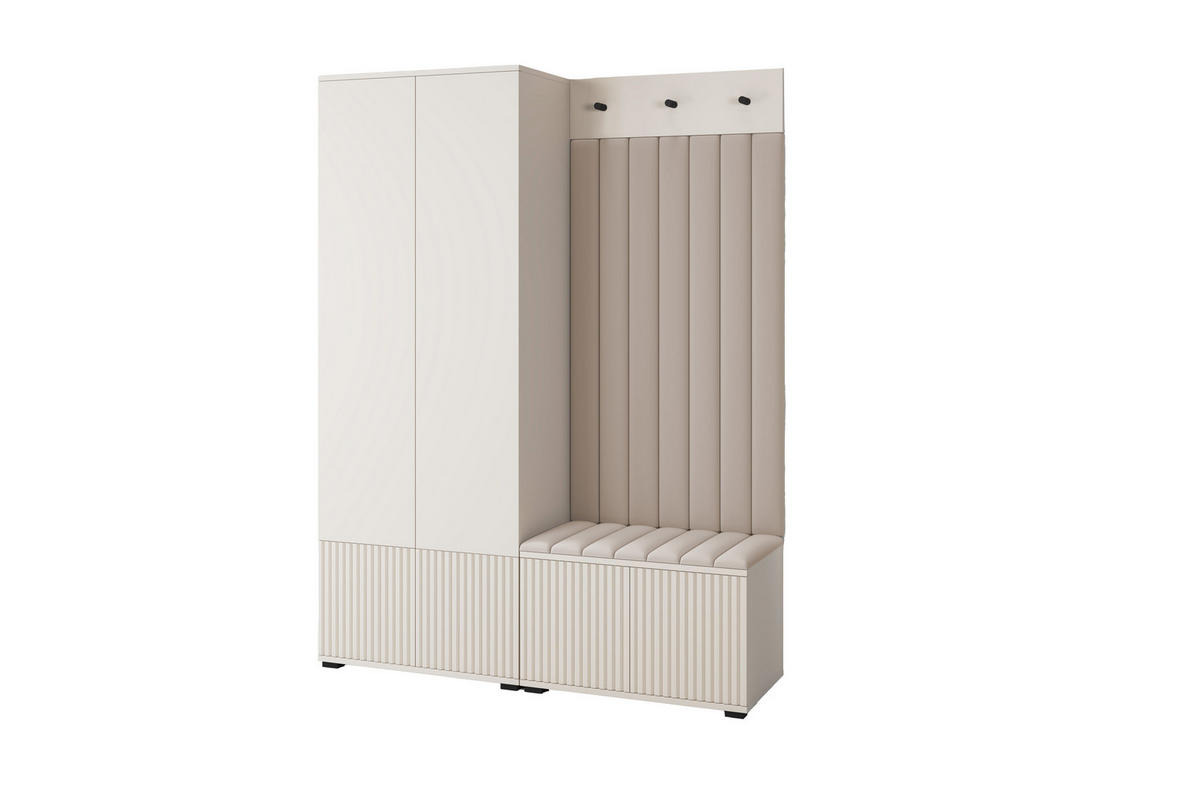 GARDEROBE Ritmo version 1 mit POLSTERPANEELEN BEIGE - Beige/Creme, Holzwerkstoff (140/185/40cm) - Jerpax
