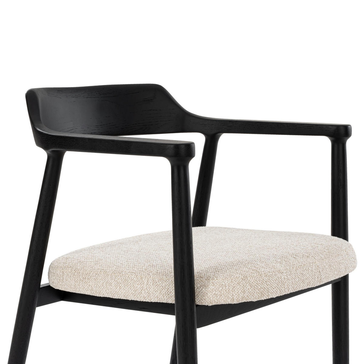ESSZIMMERSTUHL Bergen, Schwarzes Eichenholz + beiger Stoff - Beige/Schwarz, Holz (58/77/59cm) - WOODEK