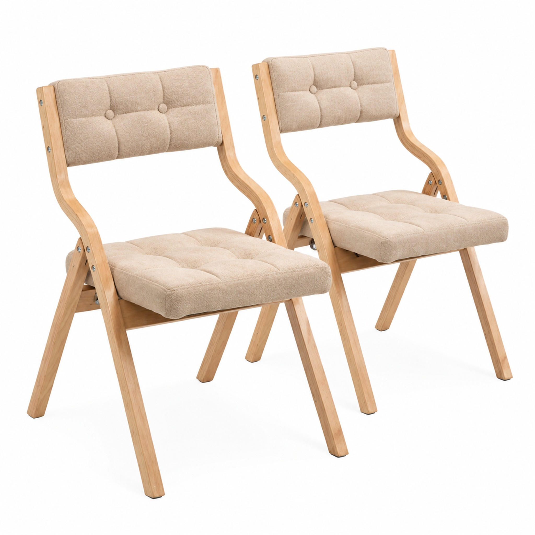 KLAPPSTUHL gepolstert klappbar Holz Khaki 2er-Set - Braun, Holz (48/77/61cm) - Meubliv
