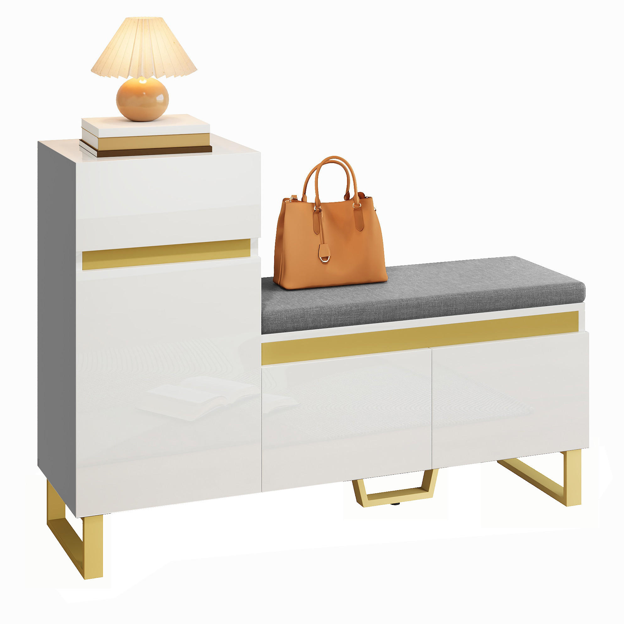 SCHUHSCHRANK 120/85/35 cm Weiß aus MDF mit Sitzkissen - Weiß, Holzwerkstoff (120/85/35cm) - OKMYHOME