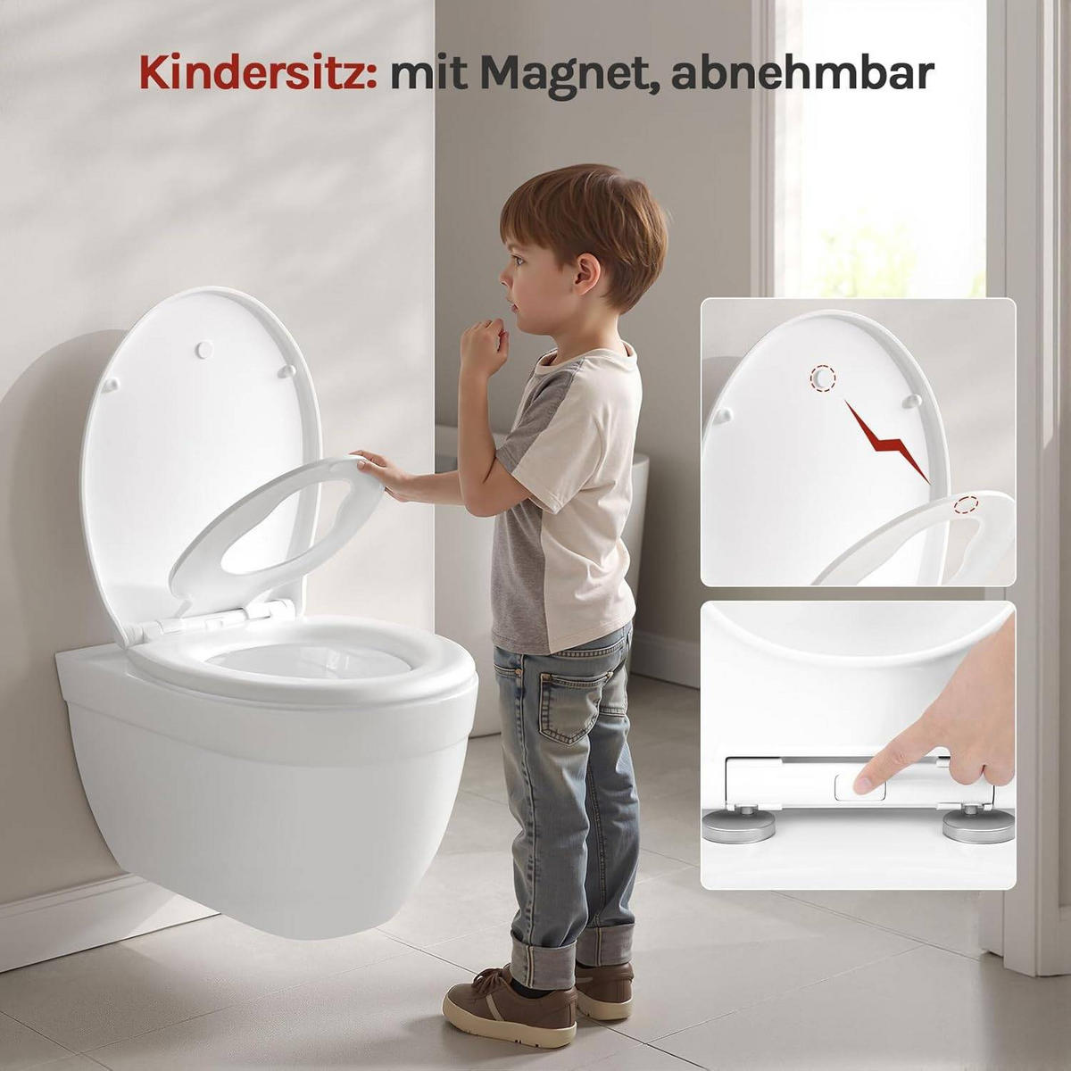 WC SITZ Deckel Absenkautomatik, Kunststoff, Fix-Clip - Weiß, Kunststoff (37/3/44cm) - Woltu