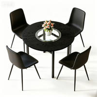 TISCHGRUPPE 5-tlg Esstisch 100 cm Schwarz Holzoptik - Schwarz, Glas/Metall (63/22/113.5cm) - Raelunyi