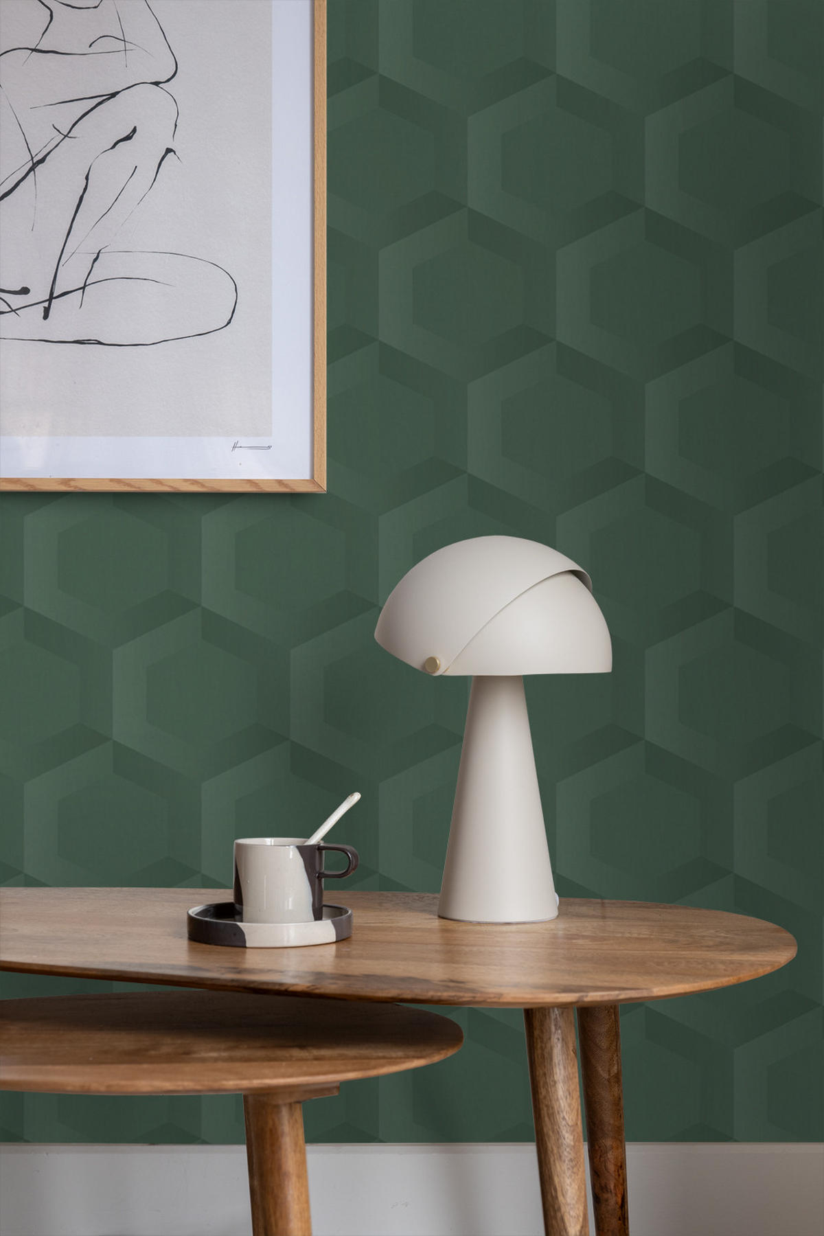 TAPETE 3D Wabenmuster 53 cm x 10.05 m - Grün, Papier (53/1000cm) - Origin Wallcoverings