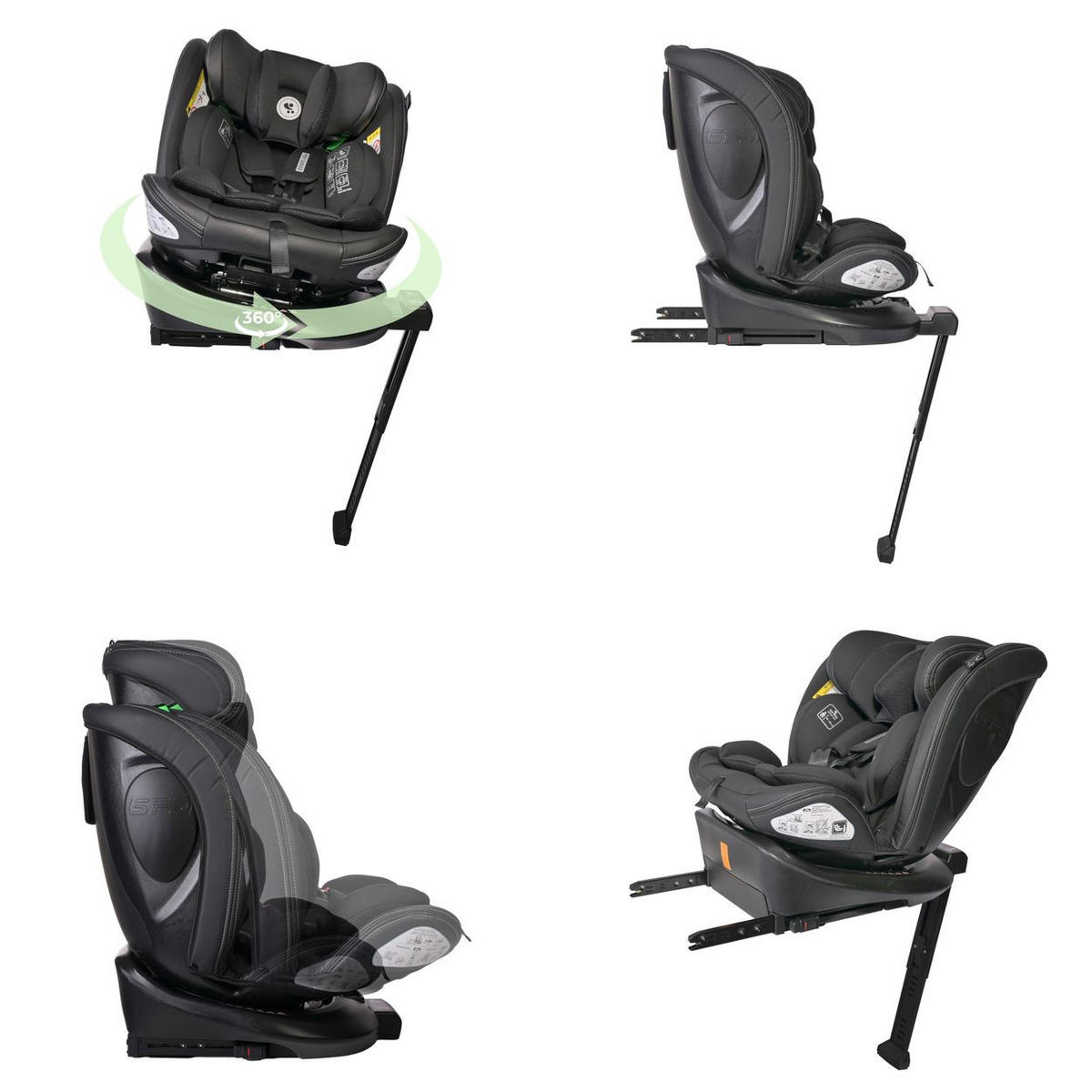 KINDERSITZ Estate i-Size dunkelgrau (40-150cm) Isofix, Stützbein, Sitz 360° drehbar - Grau, Kunststoff (47/62/52cm) - Lorelli