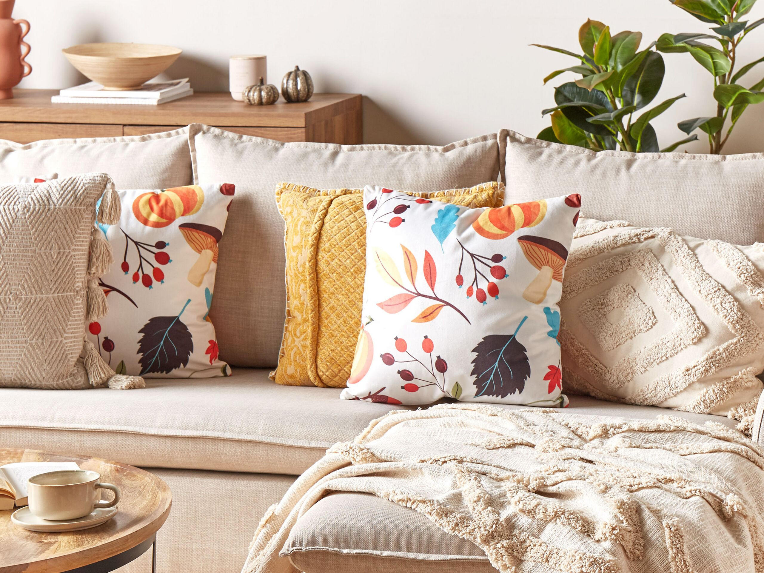 SAMTKISSEN Bunt 45/45 cm Viscaria - Multicolor, Textil (45/45cm) - Beliani