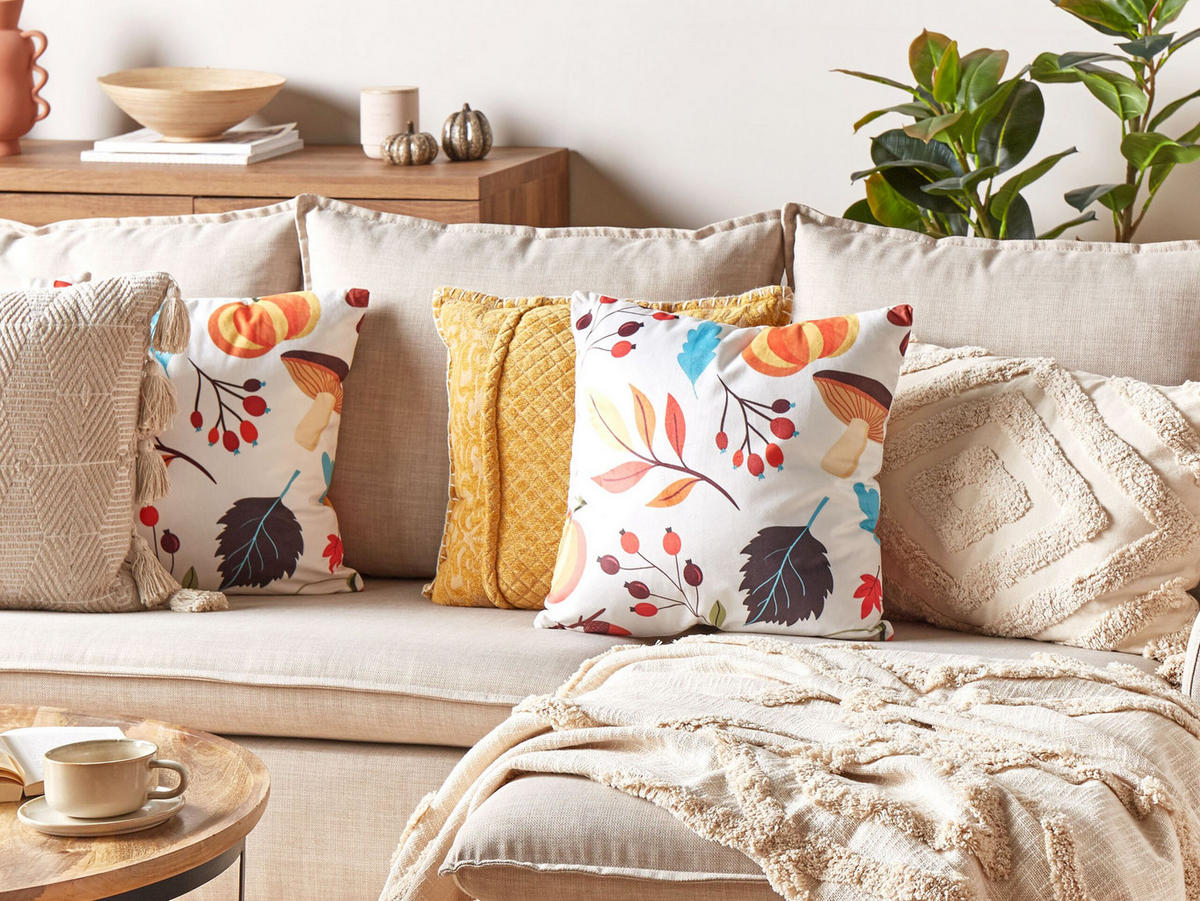 SAMTKISSEN 2er-Set Bunt 45/45 cm Viscaria - Multicolor, Textil (45/45cm) - Beliani