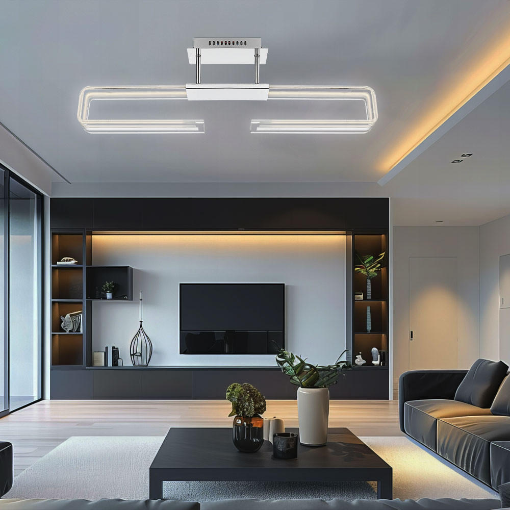 LED DECKENLEUCHTE Sardegna Chrom Silber - Silberfarben, Glas (71/6/23cm) - Globo Lighting