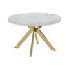 ESSTISCH - ausziehbar - 4 bis 8 Personen - MDF & Stahl - Marmor-Optik Weiß & Goldfarben - KOMONI - Weiß, Holz (220/120/76cm) - Vente-Unique