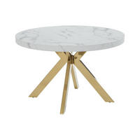 ESSTISCH - ausziehbar - 4 bis 8 Personen - MDF & Stahl - Marmor-Optik Weiß & Goldfarben - KOMONI - Weiß, Holz (220/120/76cm) - Vente-Unique