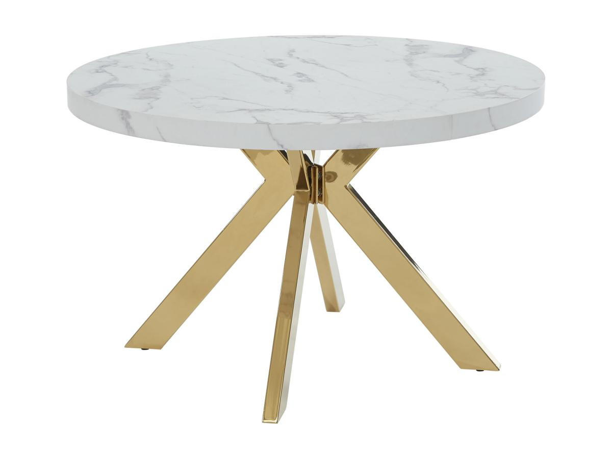 ESSTISCH - ausziehbar - 4 bis 8 Personen - MDF & Stahl - Marmor-Optik Weiß & Goldfarben - KOMONI - Weiß, Holz (220/120/76cm) - Vente-Unique
