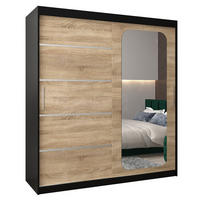 SCHWEBETÜRENSCHRANK 200/180/62 2-türig - Silberfarben/Schwarz, Holz/Kunststoff (180/200/62cm) - Abiks Möbel