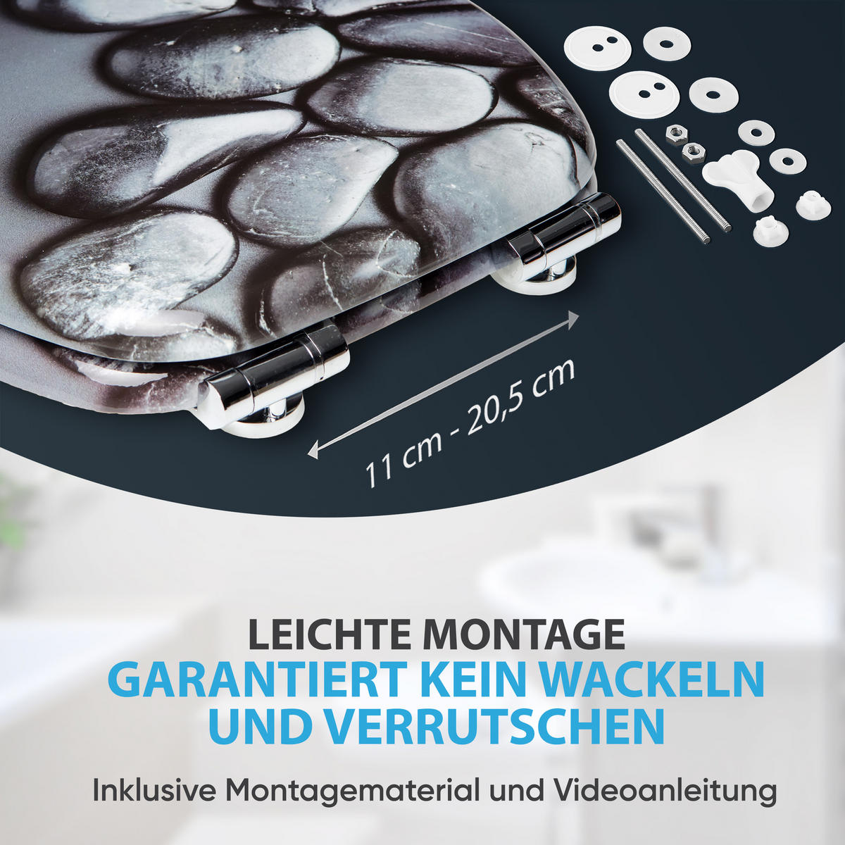 WC-SITZ mit Absenkautomatik Hot Stones - Schwarz, Holzwerkstoff (38/6/47cm) - Sanilo