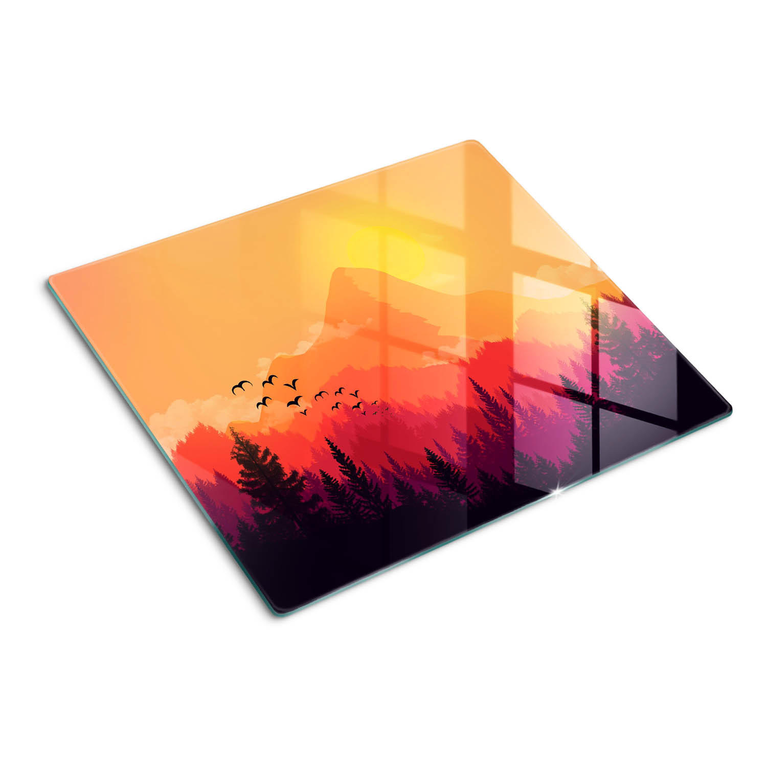 GLASPLATTE 60x52 cm Berglandschaft - Orange, Glas (60/0.4/52cm) - TULUP