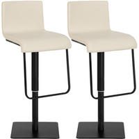 BARHOCKER 2er Set Lederlook Creme - Creme/Schwarz, Textil/Metall (41/80/46cm) - CLP