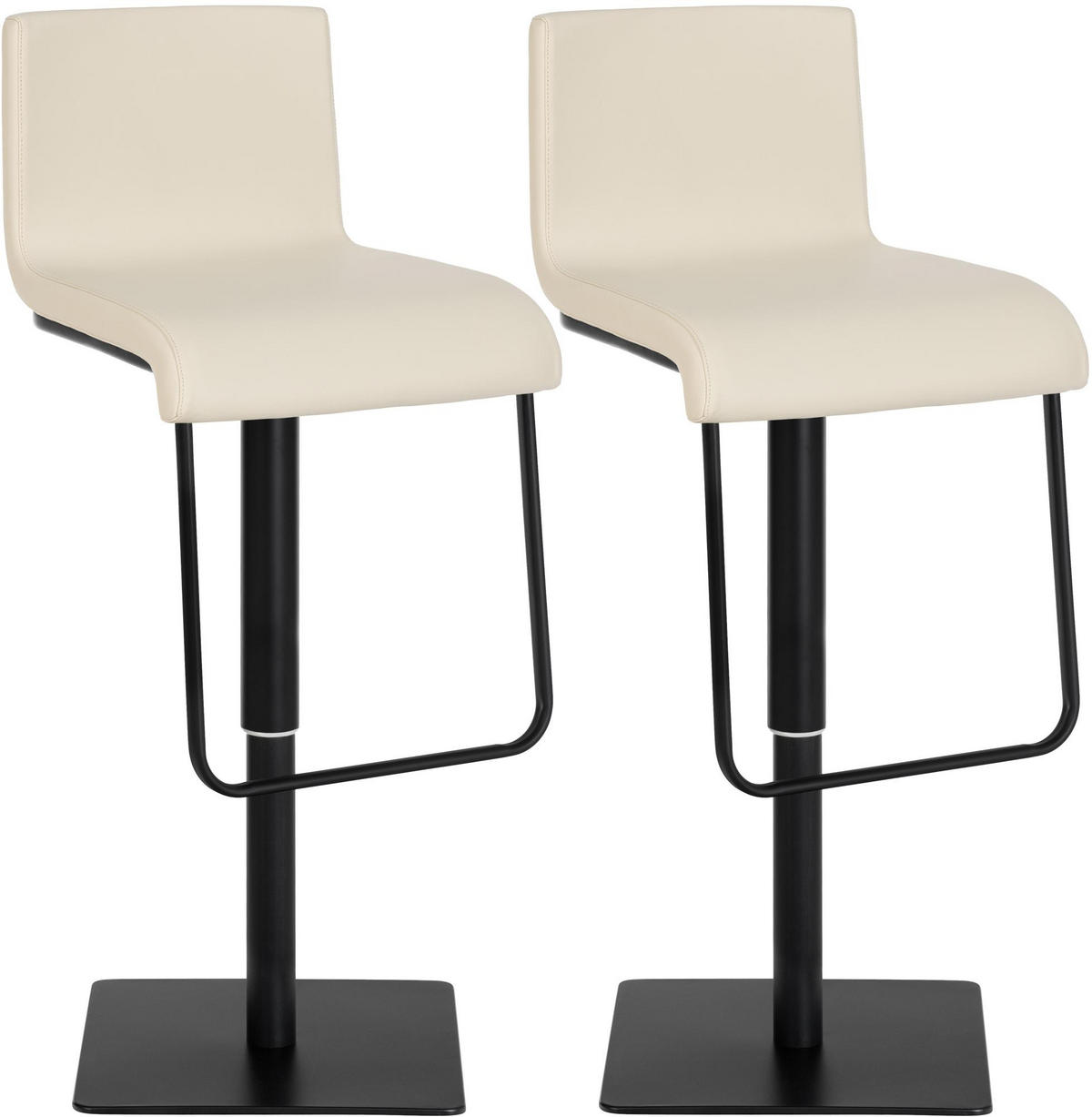 BARHOCKER 2er Set Lederlook Creme - Creme/Schwarz, Textil/Metall (41/80/46cm) - CLP