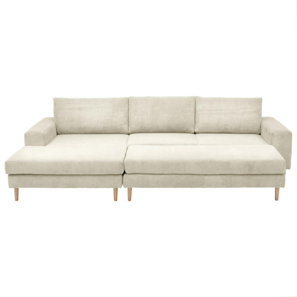 SOFA mit Longchair links Kaylynn Cordstoff creme - Creme, Kunststoff (175/294cm) - 58aufmkessel