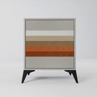 SIDEBOARD PECULIAR TRAIL, Grau, 57,5x42x70,5 cm, Schwarze Metall-Sternfüße - Multicolor/Schwarz, Holzwerkstoff/Metall (57.5/70.5/42cm) - SpaceRebels