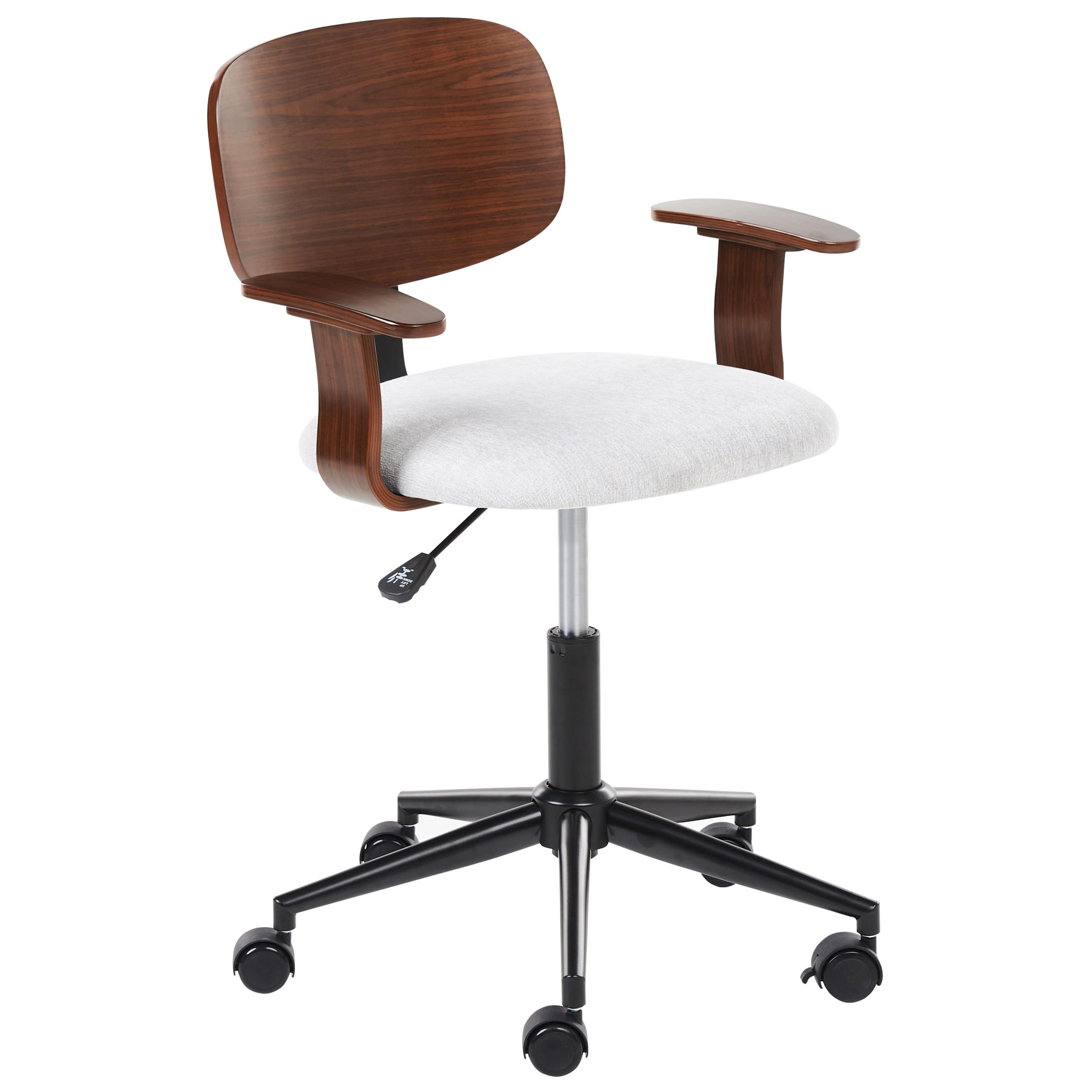 SCHREIBTISCHSTUHL Hellgrau Gunnison - Hellgrau/Braun, Textil (63/74/63cm) - Beliani