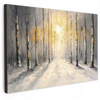 SLIKA NA PLATNU Zima 140x90 cm - siva, tekstil (140/90cm) - MuchoWow