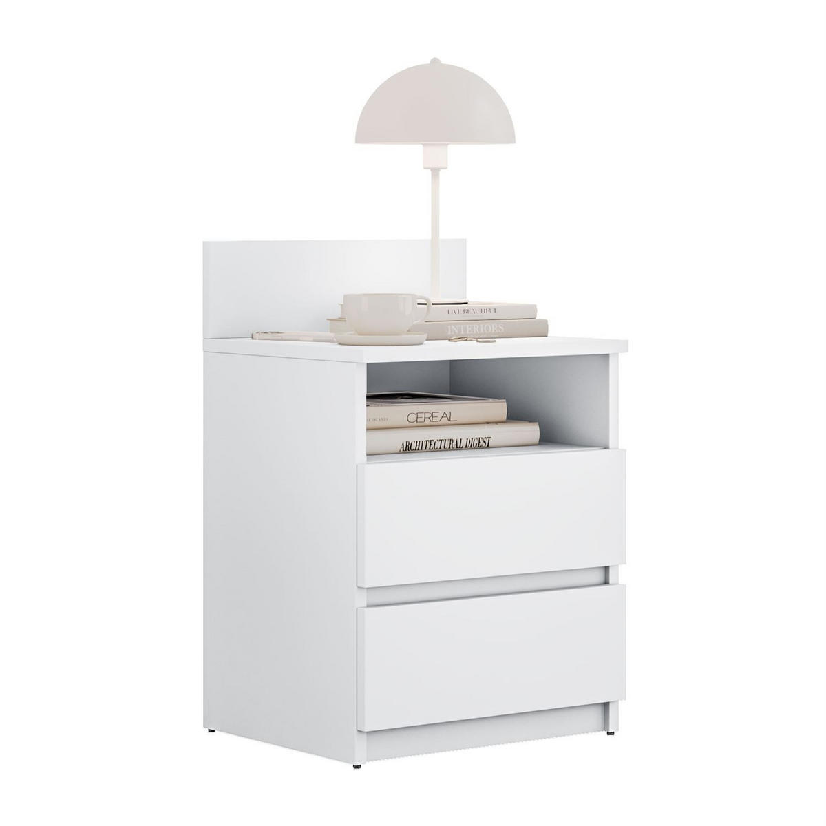 Nachttisch HANA M1 Weiß - Weiß, Holzwerkstoff (40/59/32cm) - Lookway