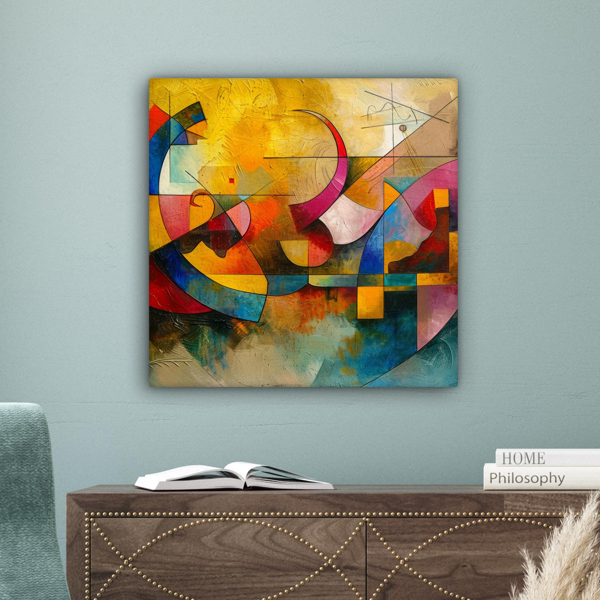 LEINWANDBILD Kunst - Abstrakt - Modern Wandbild Wohnzimmer 50x50 cm - Gelb, Textil (50/50cm) - MuchoWow