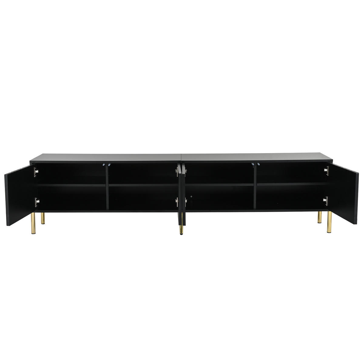 TV-SCHRANK in Schwarz mit goldfarbenen Füßen 190/38/48 cm - Schwarz, Holzwerkstoff (190/48/38cm) - Redom