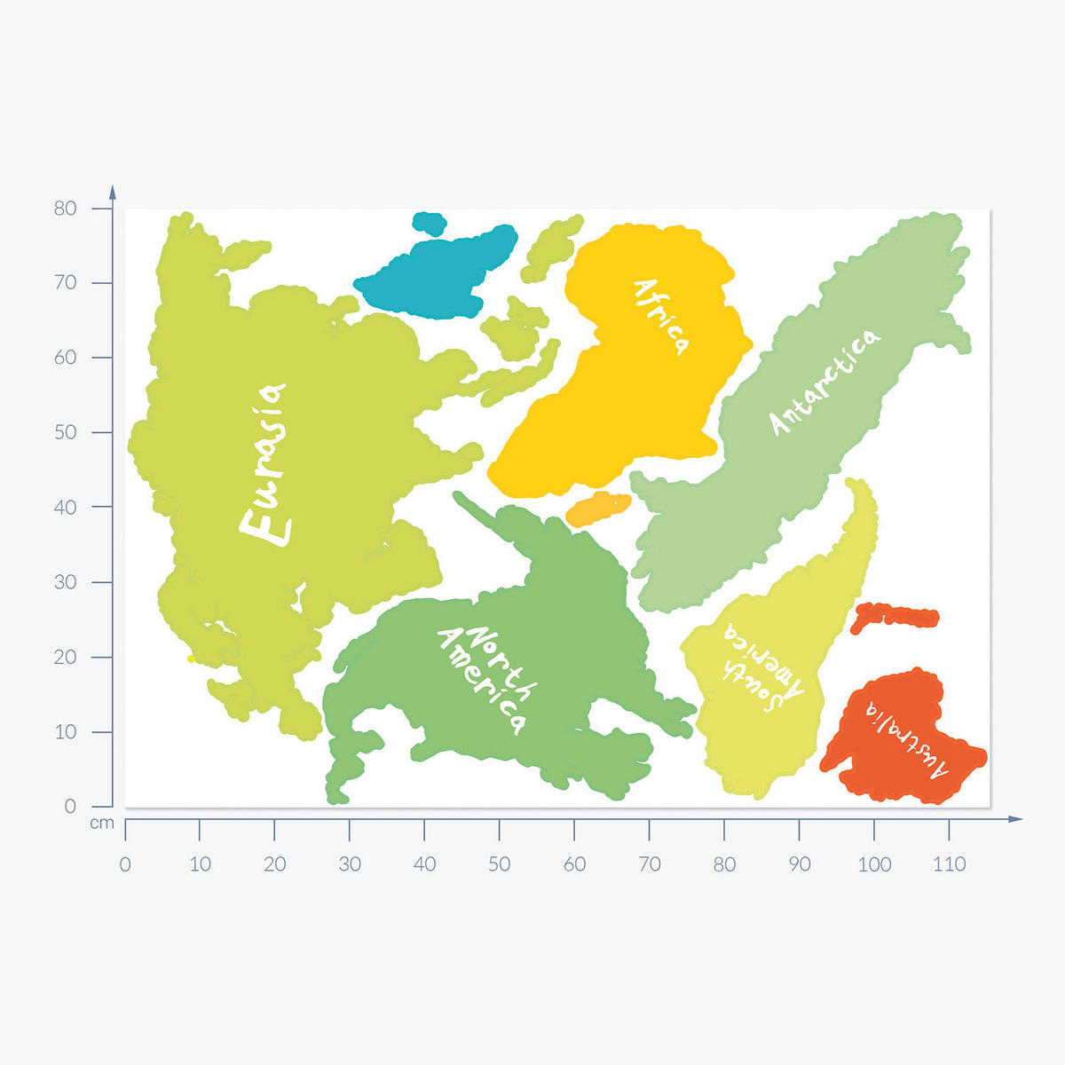 WANDAUFKLEBER 80x116cm - Weltkarte - Multicolor, Kunststoff (80/116/0.1cm) - Wallfluent