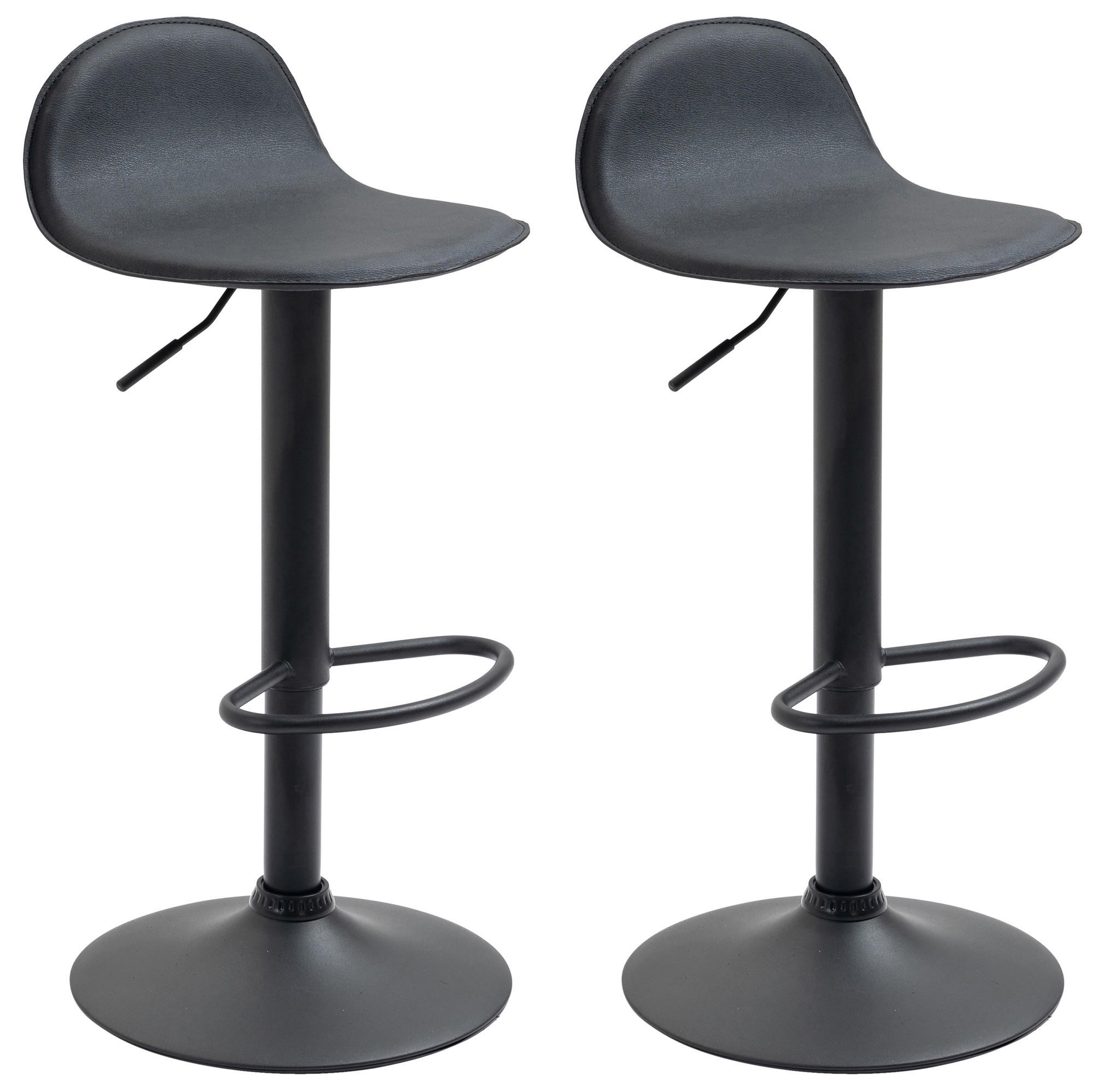 BARHOCKER 2er Set Lederlook schwarz - Schwarz, Textil/Metall (39/94/41cm) - CLP