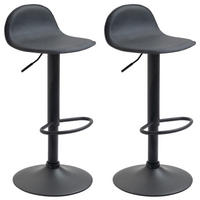 BARHOCKER 2er Set Lederlook schwarz - Schwarz, Textil/Metall (39/94/41cm) - CLP
