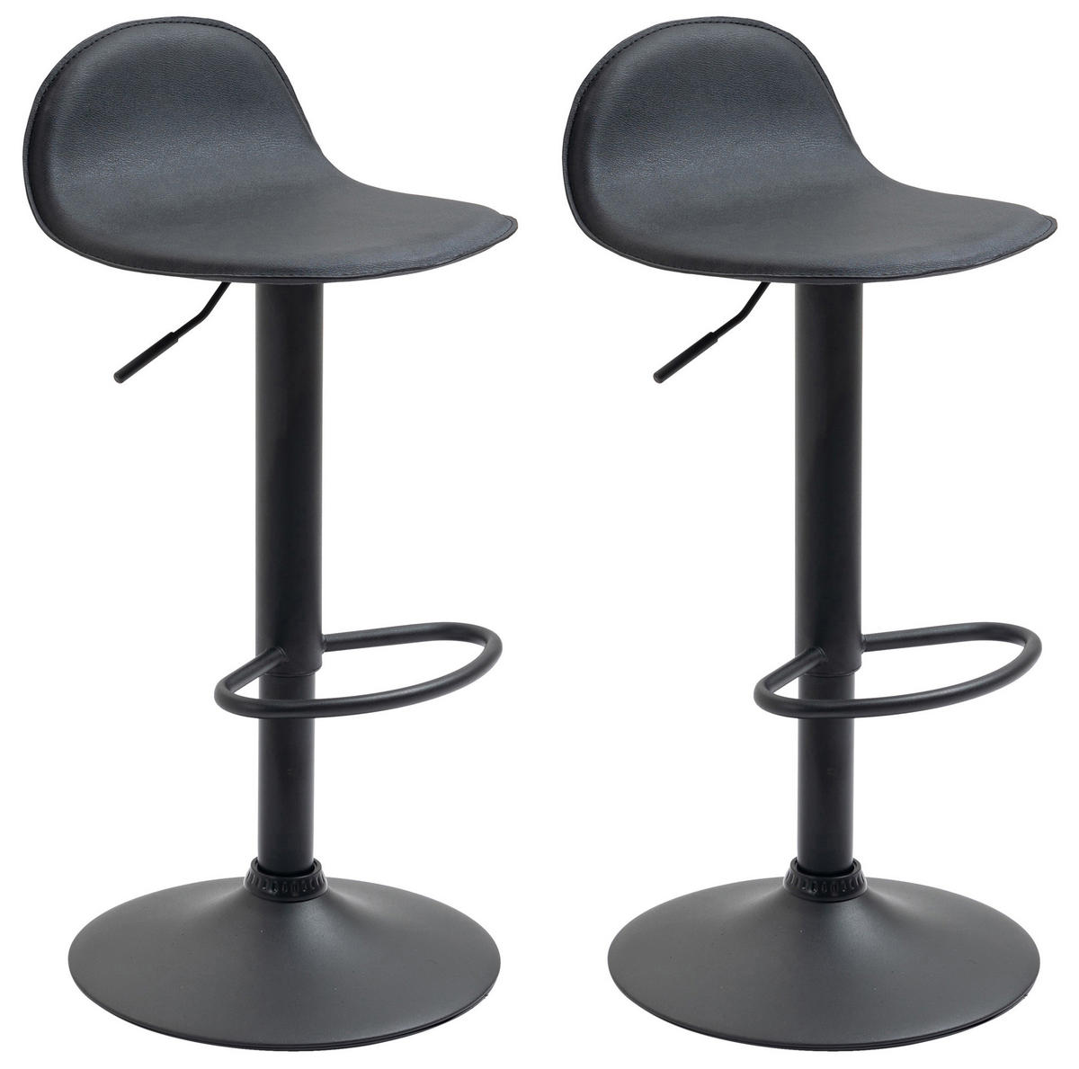 BARHOCKER 2er Set Lederlook schwarz - Schwarz, Textil/Metall (39/94/41cm) - CLP