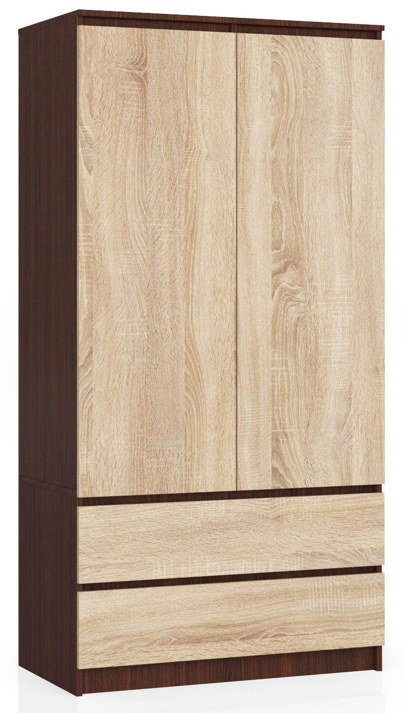 KLEIDERSCHRANK Dunkelbraun, Eiche Sonoma 180/90/51 - Dunkelbraun/Sonoma Eiche, Holzwerkstoff (90/180/51cm) - RAUMHIRSCH FURNITURE