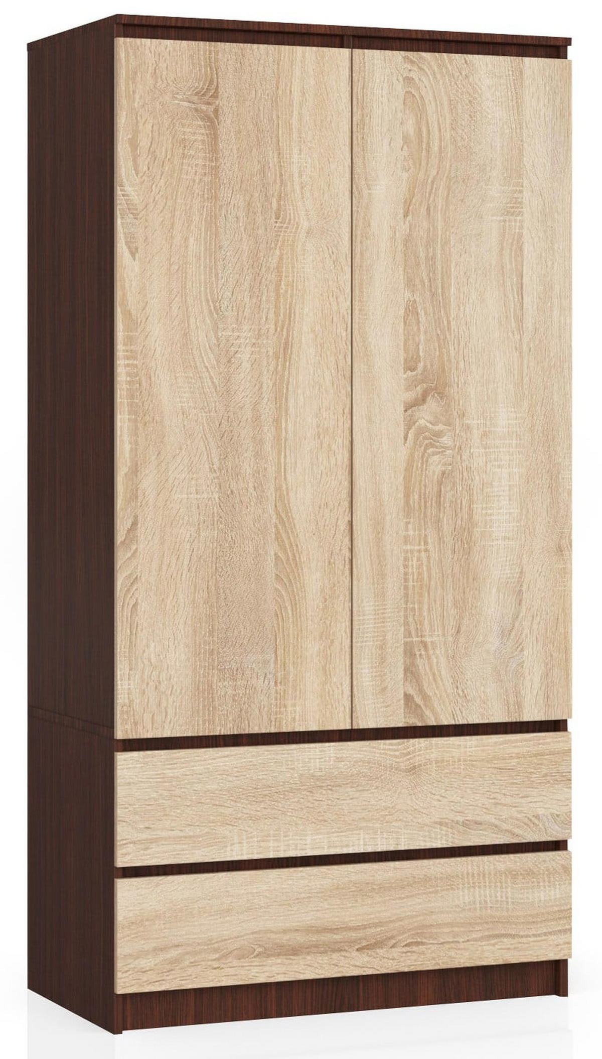 KLEIDERSCHRANK Dunkelbraun, Eiche Sonoma 180/90/51 - Dunkelbraun/Sonoma Eiche, Holzwerkstoff (90/180/51cm) - RAUMHIRSCH FURNITURE