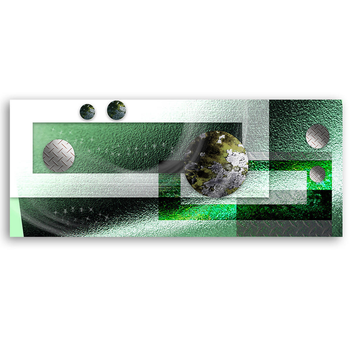 WANDBILD grüne metallkugeln abstrakt - Grün, Textil (90/30cm) - Feeby