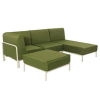 GARTENSOFA mit 4 Sitzplätzen, Khakigrün - Grün, Textil (153/78/272cm) - Oviala
