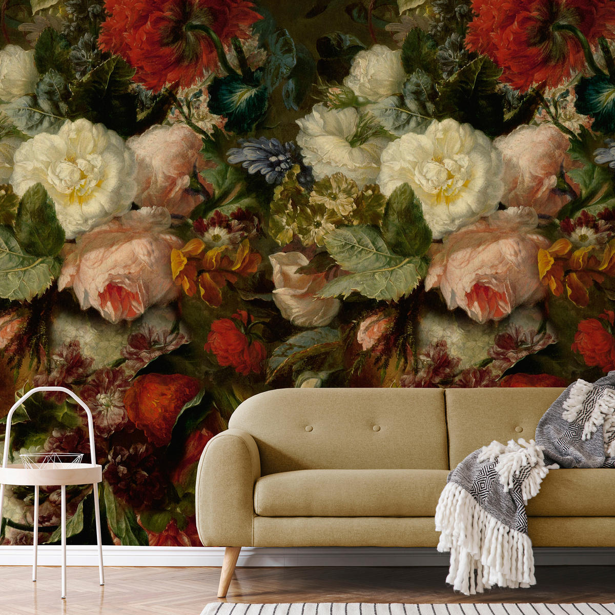 FOTOTAPETE Klassische Blumen 280x159cm - Rot, Papier/Kunststoff (159/1cm) - Sublime