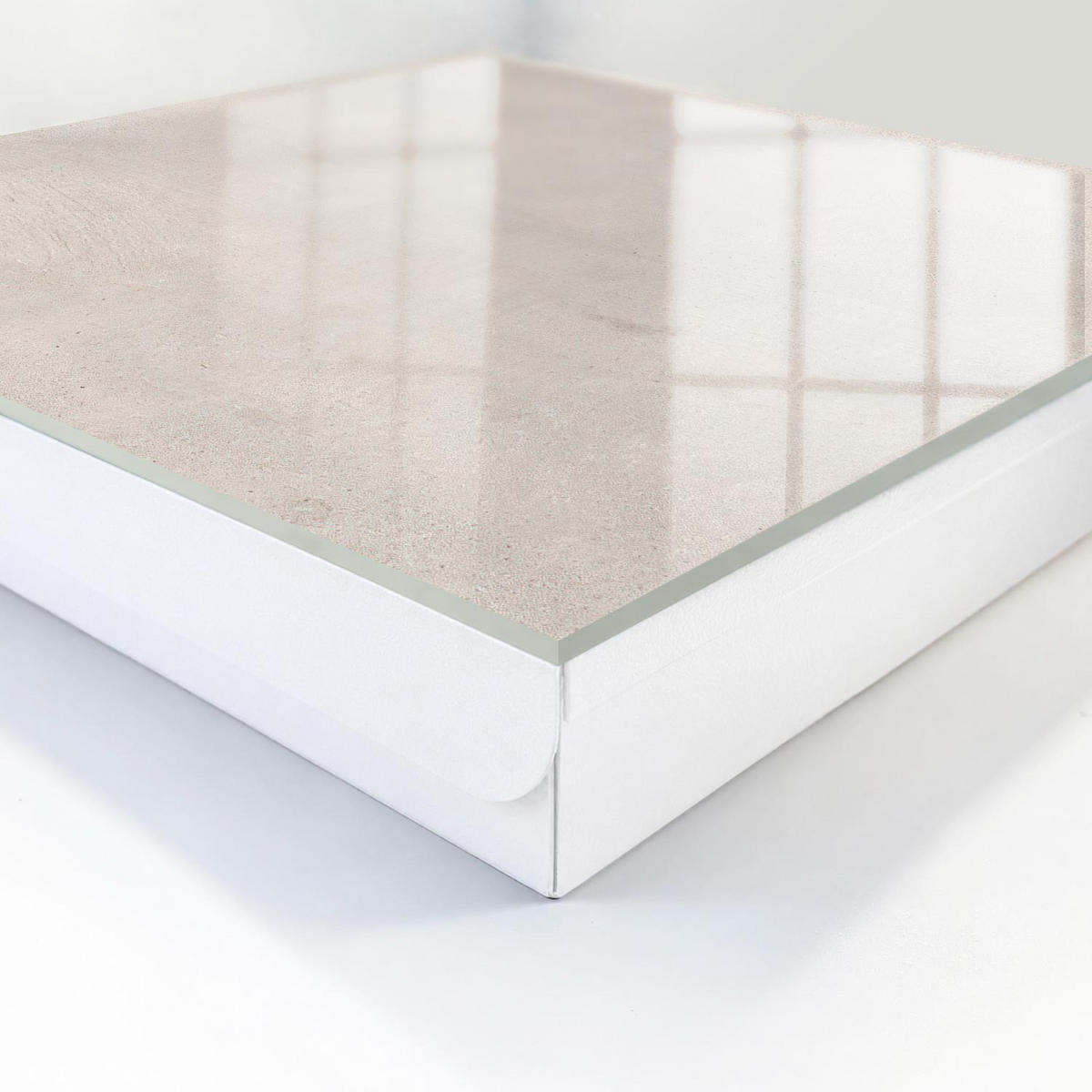 SCHLÜSSELBOX Weiß 30x30 cm – Türöffnung nach rechts - Betonstruktur - Beige, Metall (30/30/5cm) - TULUP