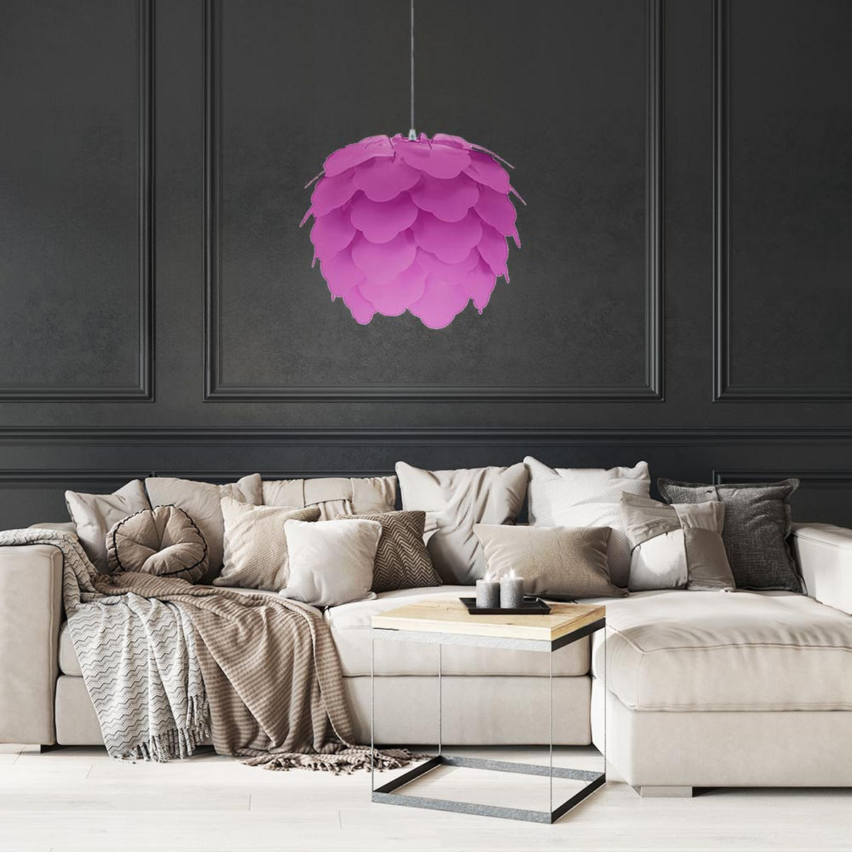 LED HÄNGELEUCHTE FILETTA Stahl Lila - Lila, Metall (42/42/110cm)