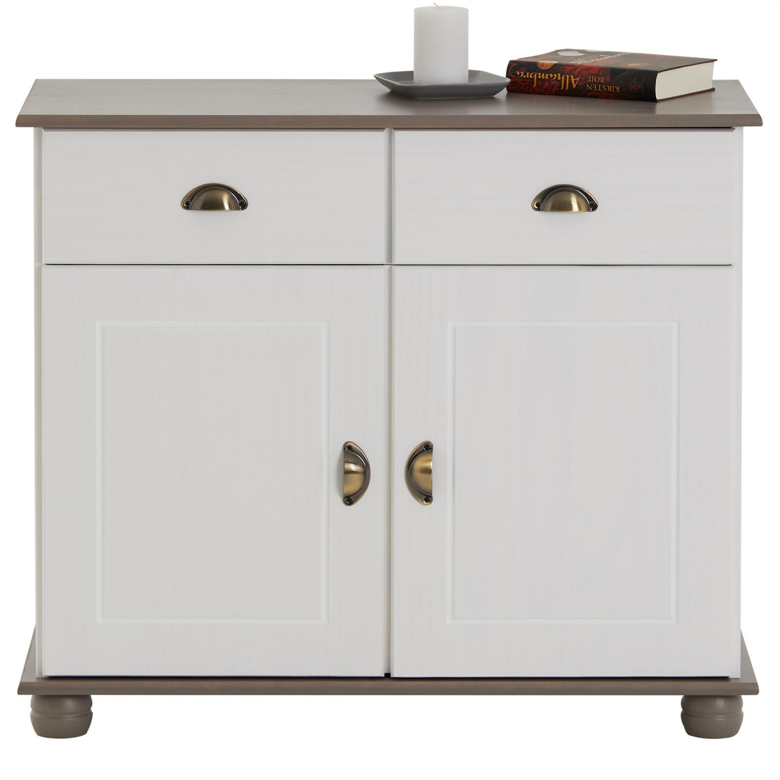 APOTHEKERKOMMODE COLMAR - Taupe/Weiß, Holz (91/79/39cm) - IDIMEX