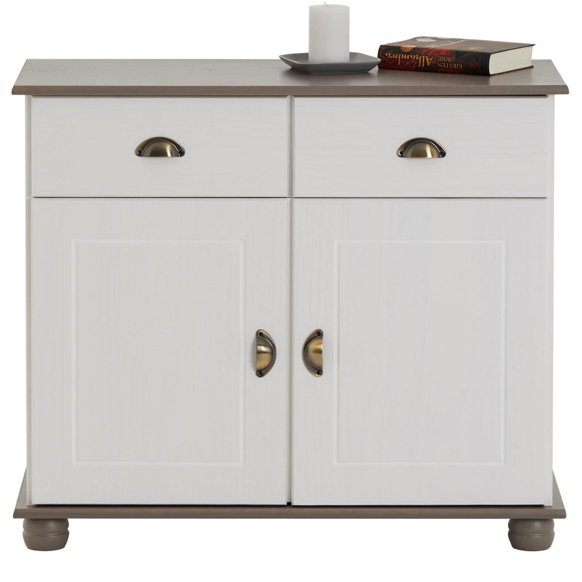 APOTHEKERKOMMODE COLMAR - Taupe/Weiß, Holz (91/79/39cm) - IDIMEX