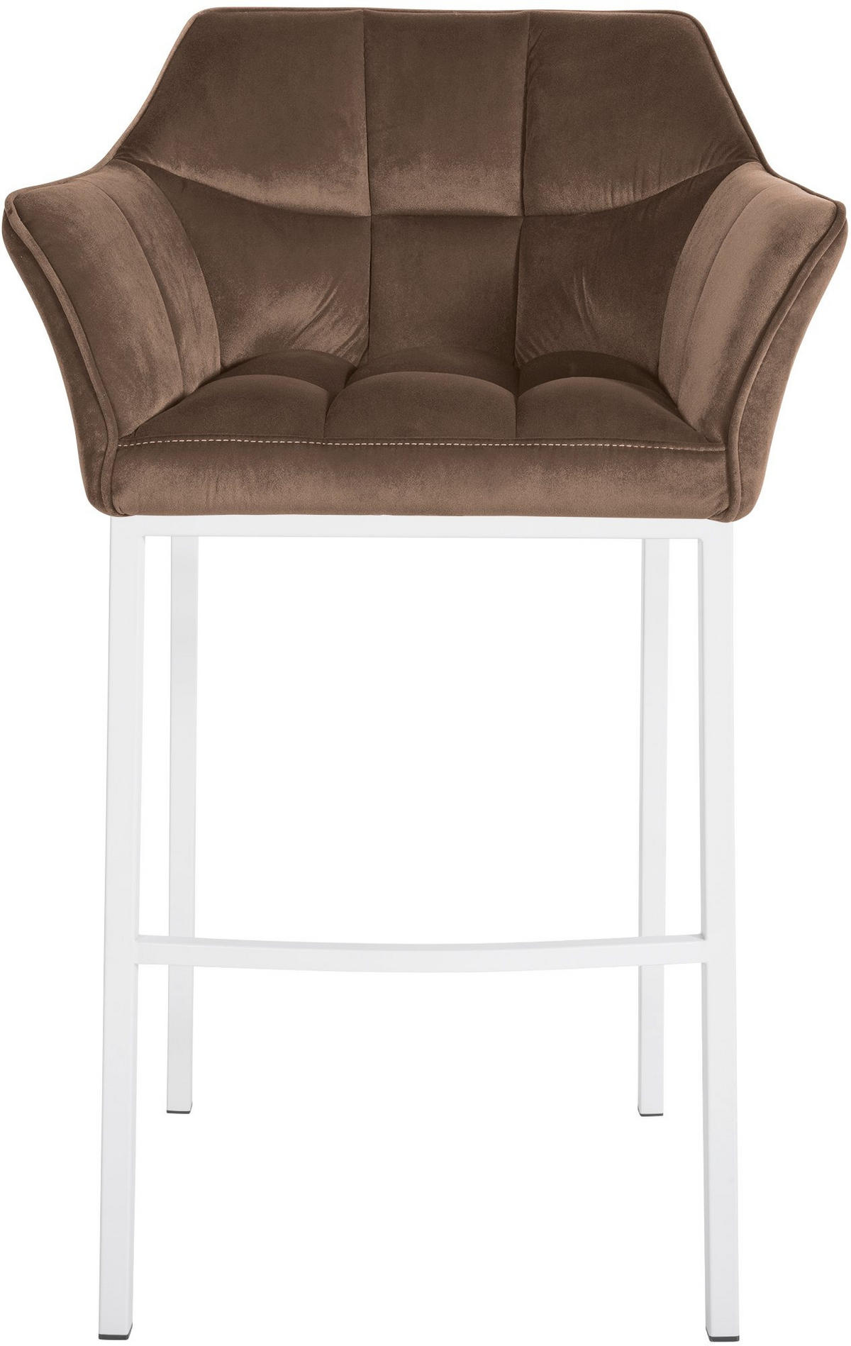 BARHOCKER 2er Set Samt Braun - Weiß/Braun, Textil (64/110/48cm) - CLP