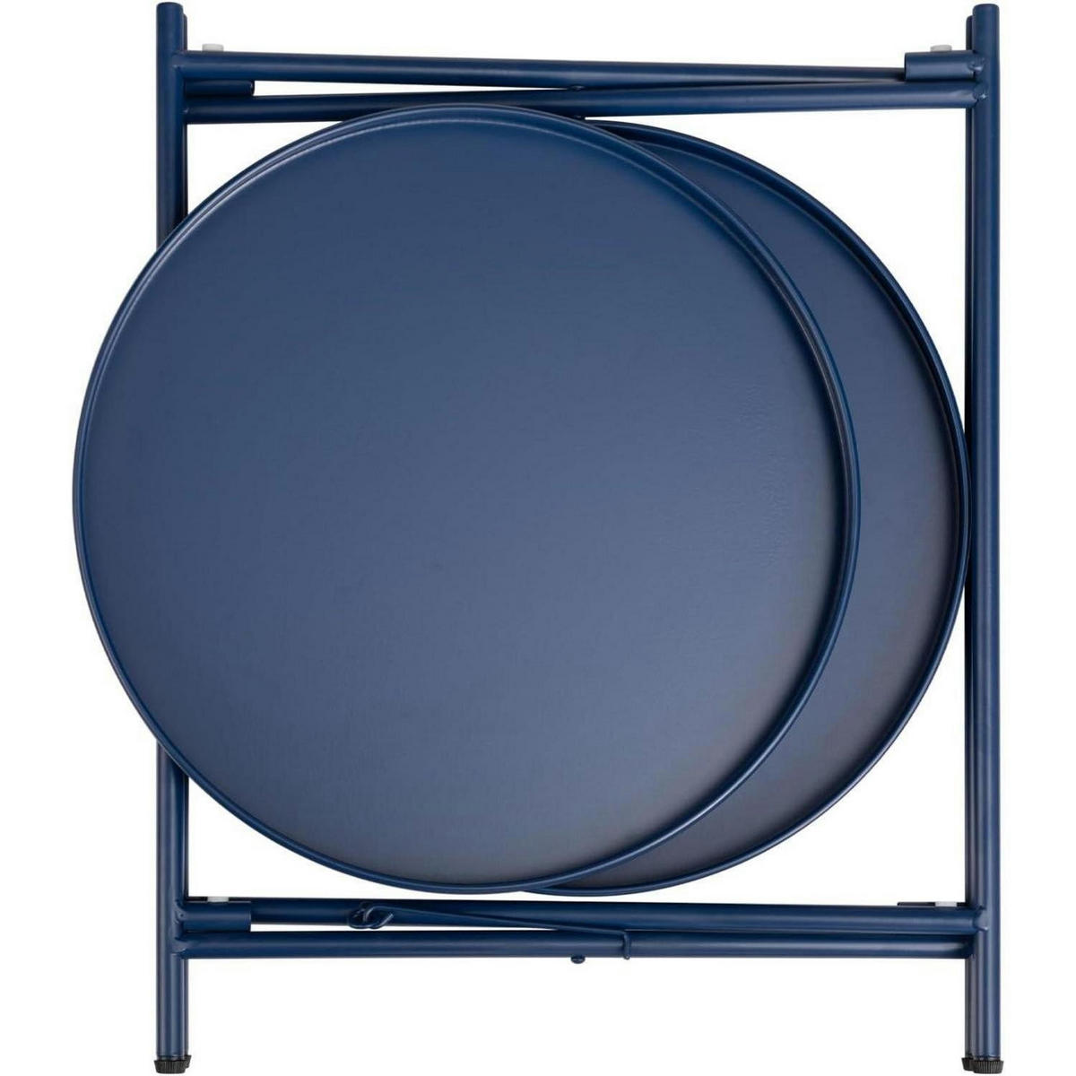 BEISTELLTISCH Rund Metall 2 Ebenen Dunkelblau 37 cm - Dunkelblau, Metall (37/37/50cm)