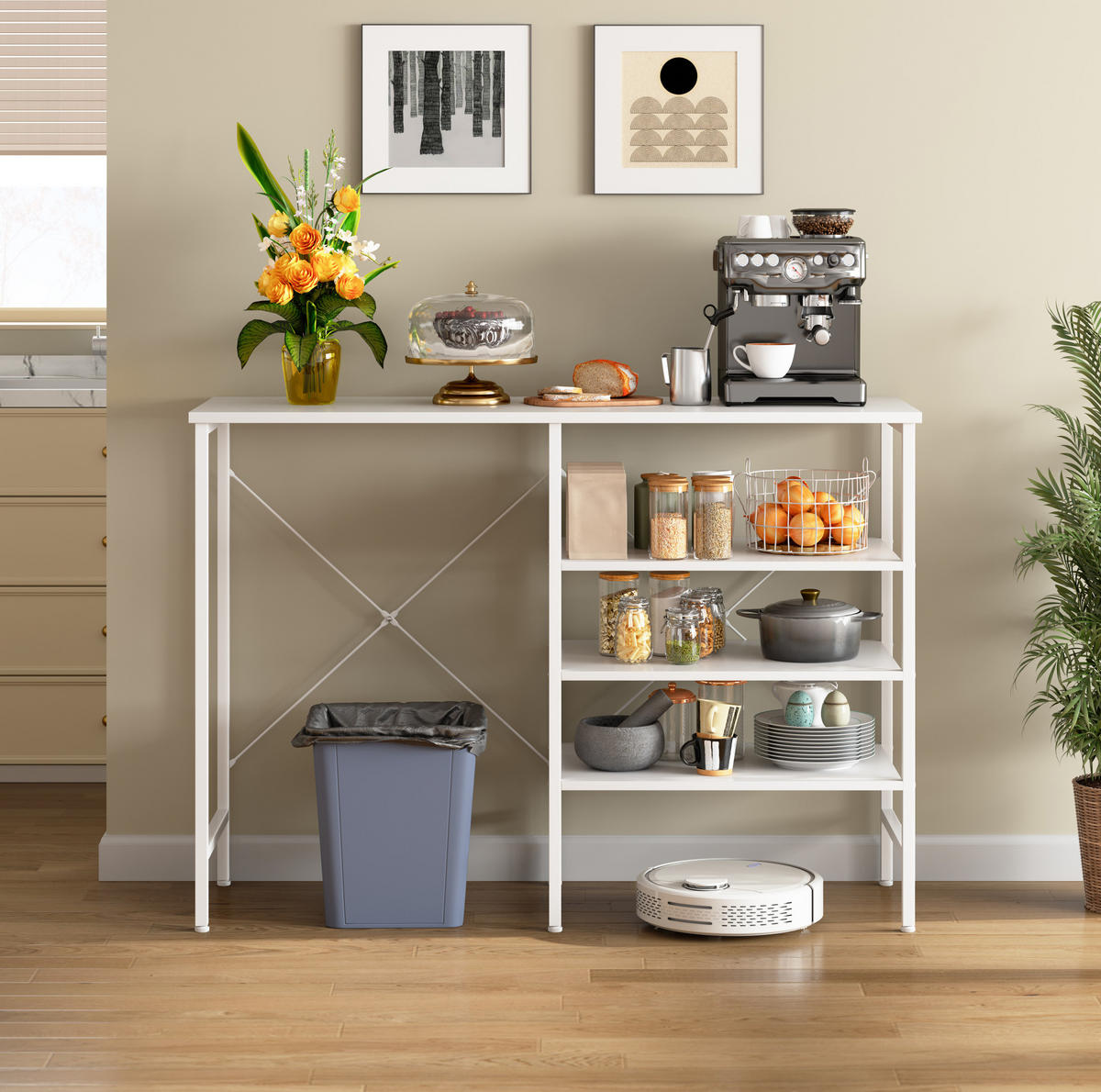 SIDEBOARD 120/40/85,5 cm mit flexibel montierbaren Regalen und höhenverstellbaren Füßen, Weiß - Weiß, Holzwerkstoff (120/85/40cm) - Redom