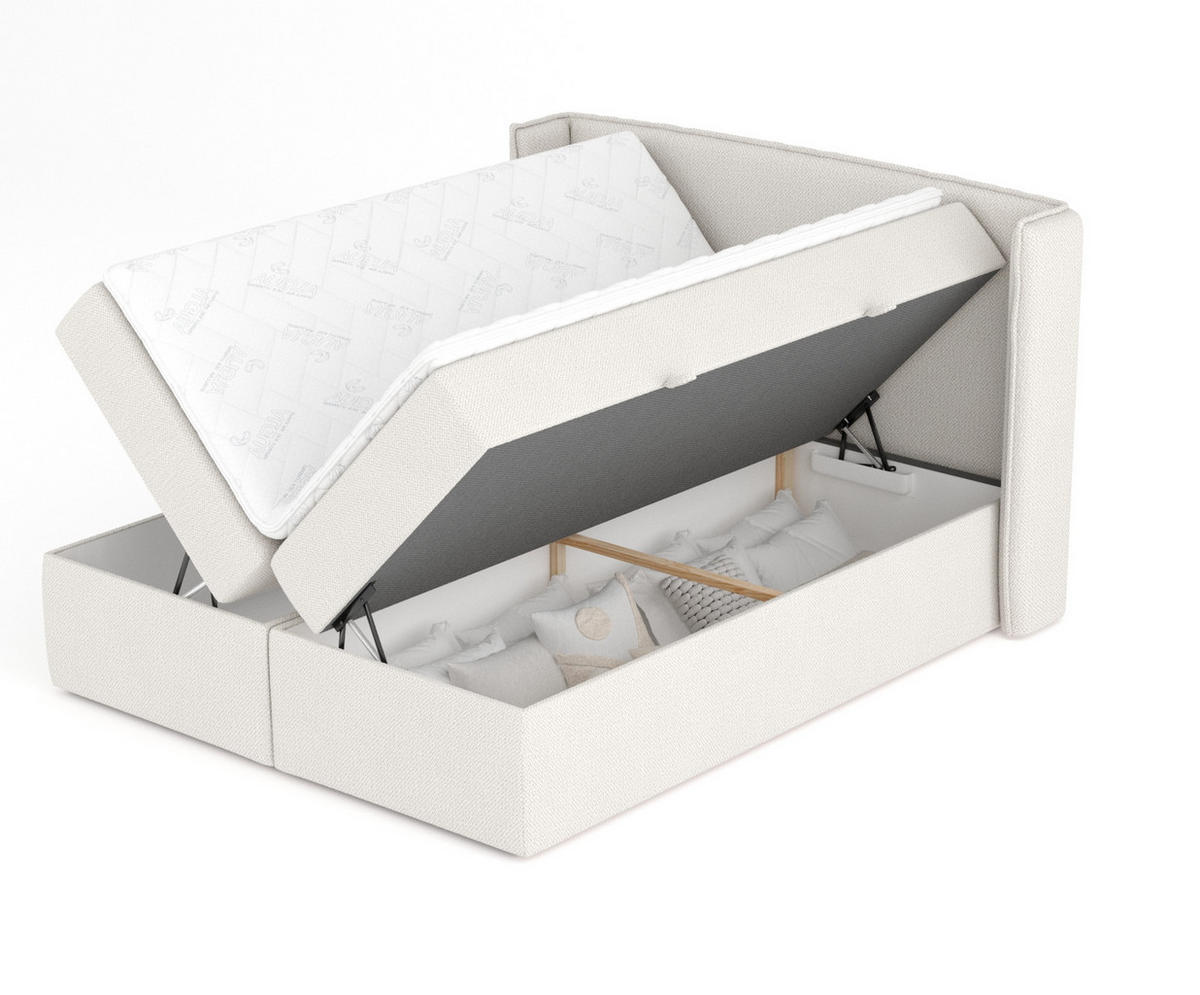 BOXBETT Skyline Beige 160/200 cm mit Matratze und Topper - Beige/Schwarz, Holz/Holzwerkstoff (160/200cm) - Maison de Reve