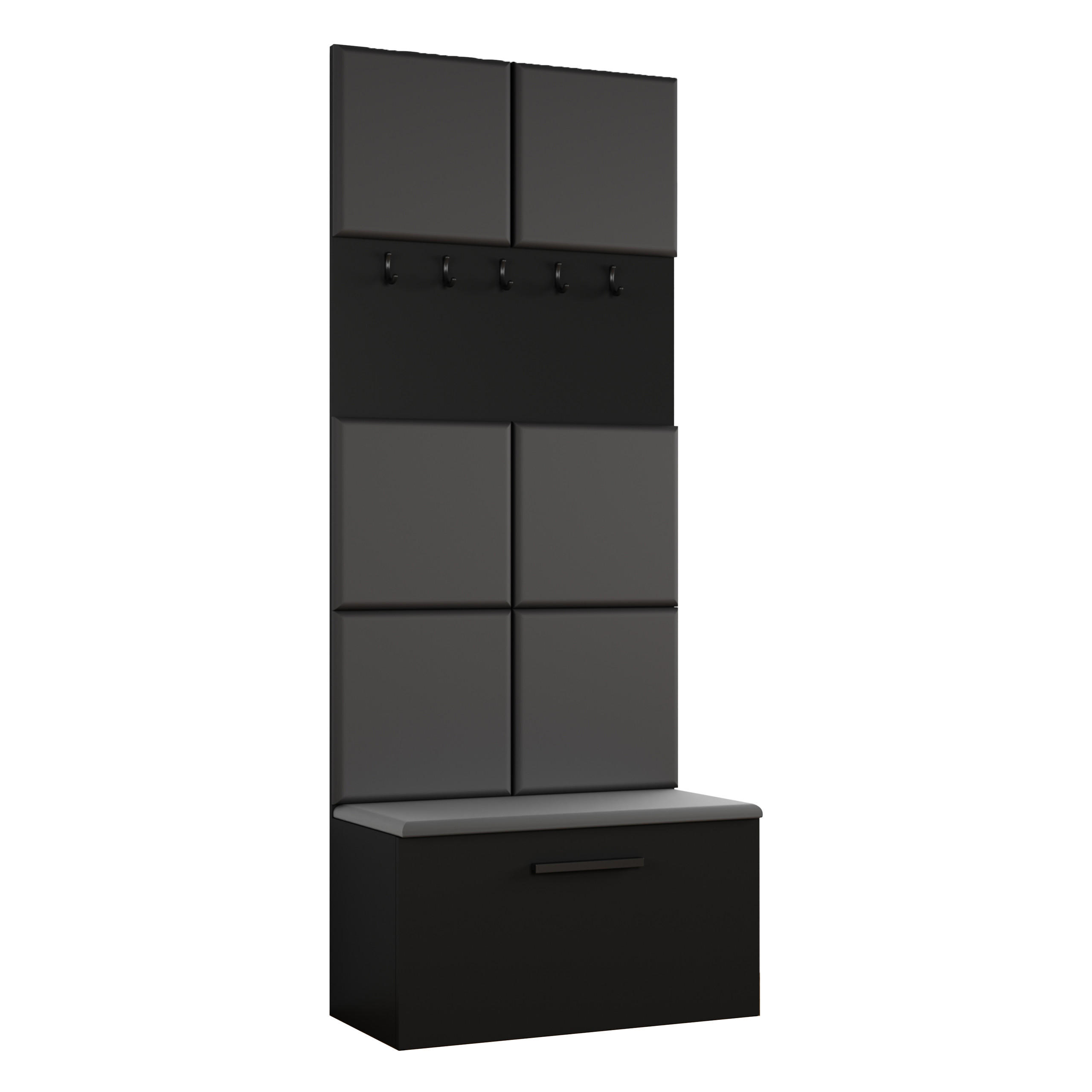 GARDEROBENSCHRANK MODULO 80,6/204/40 cm Modern Garderobe-Set Schwarz - Schwarz/Grau, Holzwerkstoff (80.6/204/40cm) - MASSENO
