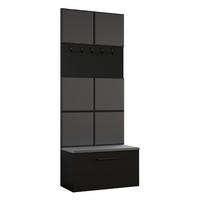 GARDEROBENSCHRANK MODULO 80,6/204/40 cm Modern Garderobe-Set Schwarz - Schwarz/Grau, Holzwerkstoff (80.6/204/40cm) - MASSENO