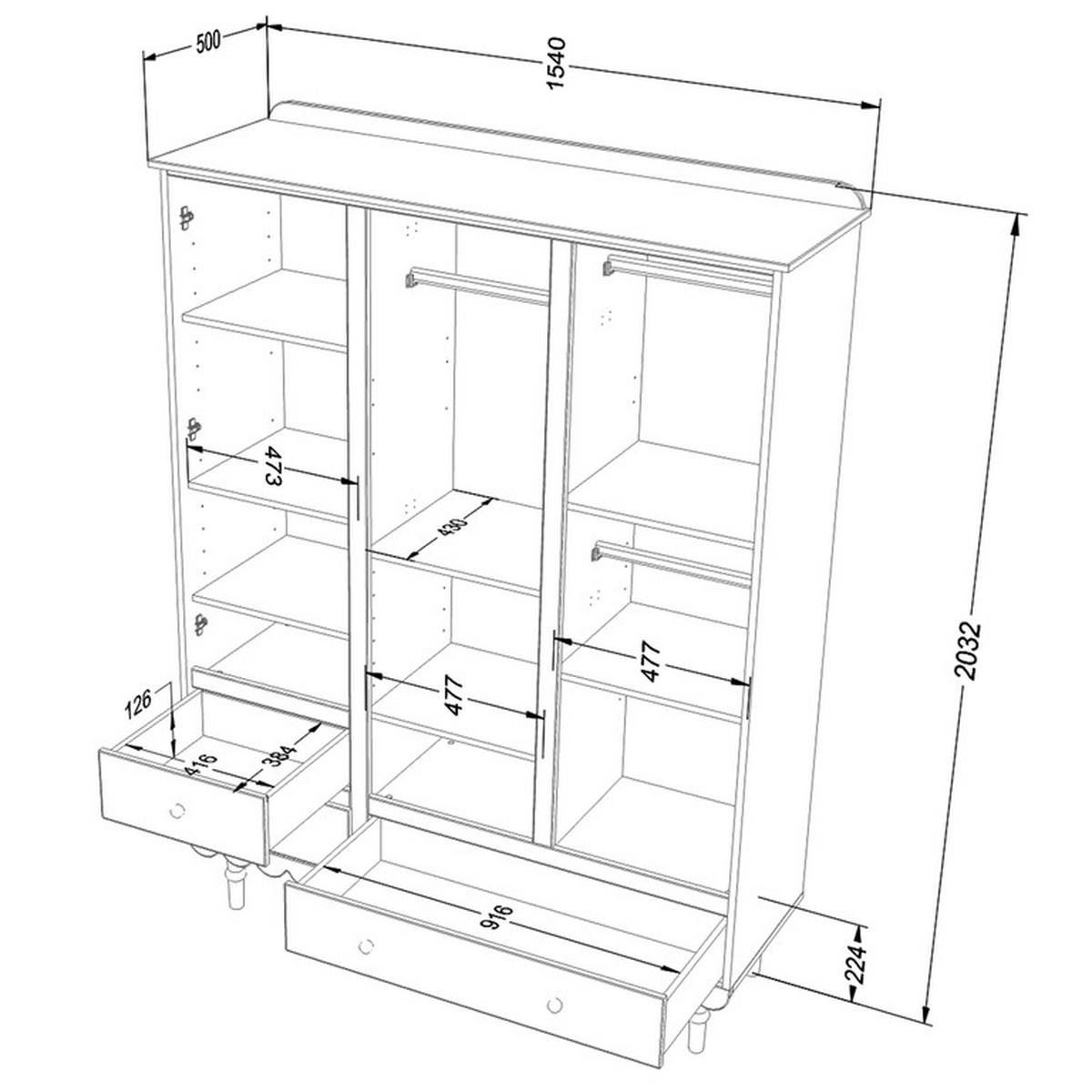 SKŘÍŇ 3DVEŘOVÁ Babushka Rose - růžová, kompozitní dřevo (154/203/50cm) - Petits-meubles