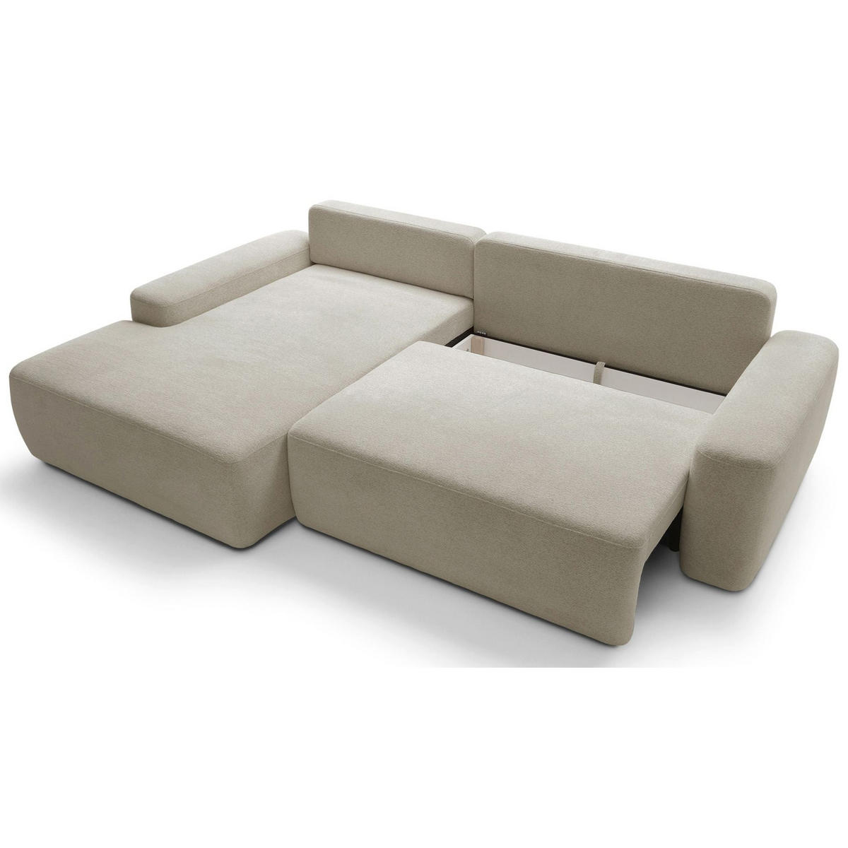 ECKSOFA Baleo Beige Chenille-Bezug - Beige/Schwarz, Kunststoff/Textil (264/162cm) - Selsey