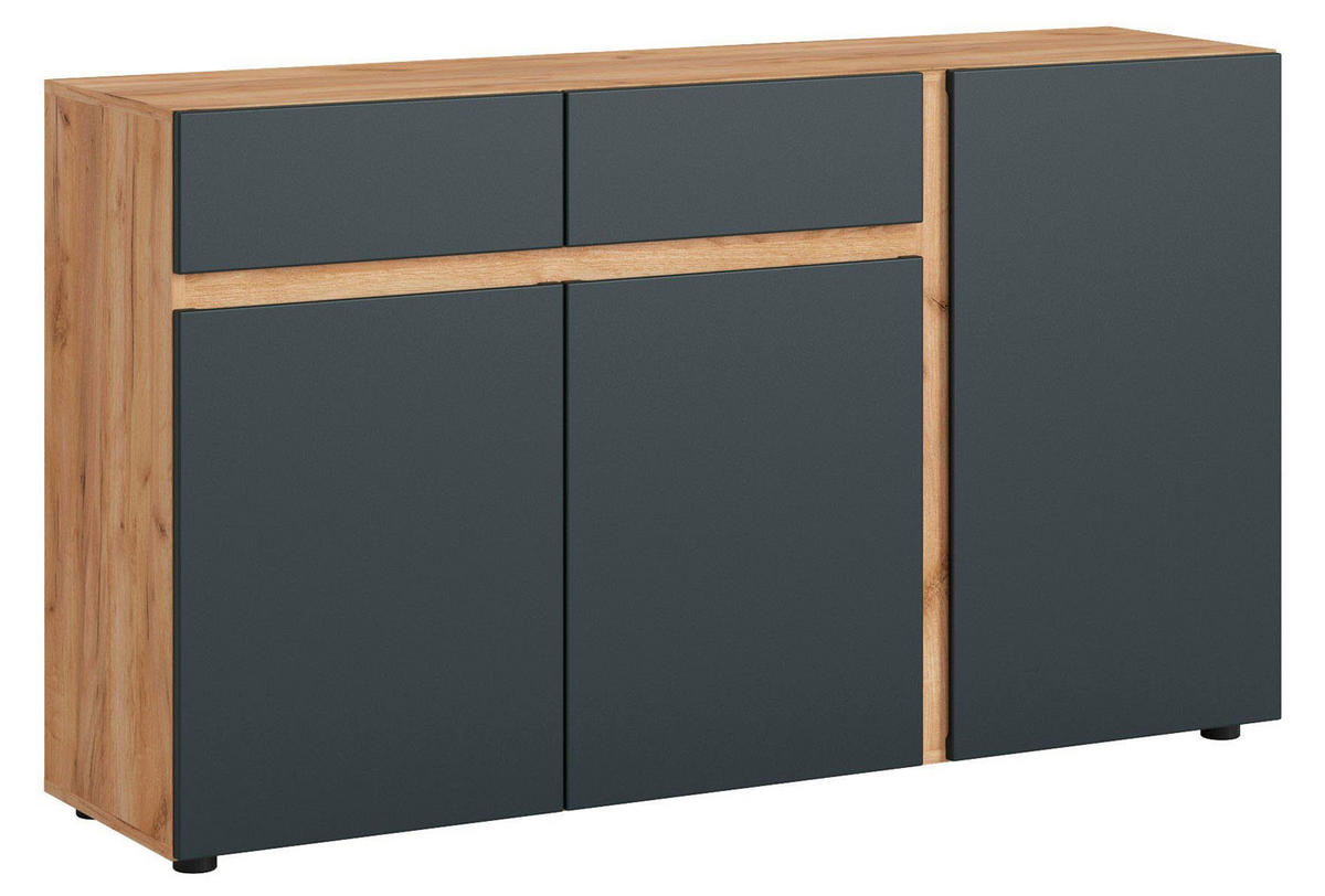 SIDEBOARD Morongo Eiche Kraft Gold / anthrazit 149 / 40 / 86cm - Eichefarben/Anthrazit, Holz/Holzwerkstoff (149/86/40cm) - Feldmann-Wohnen