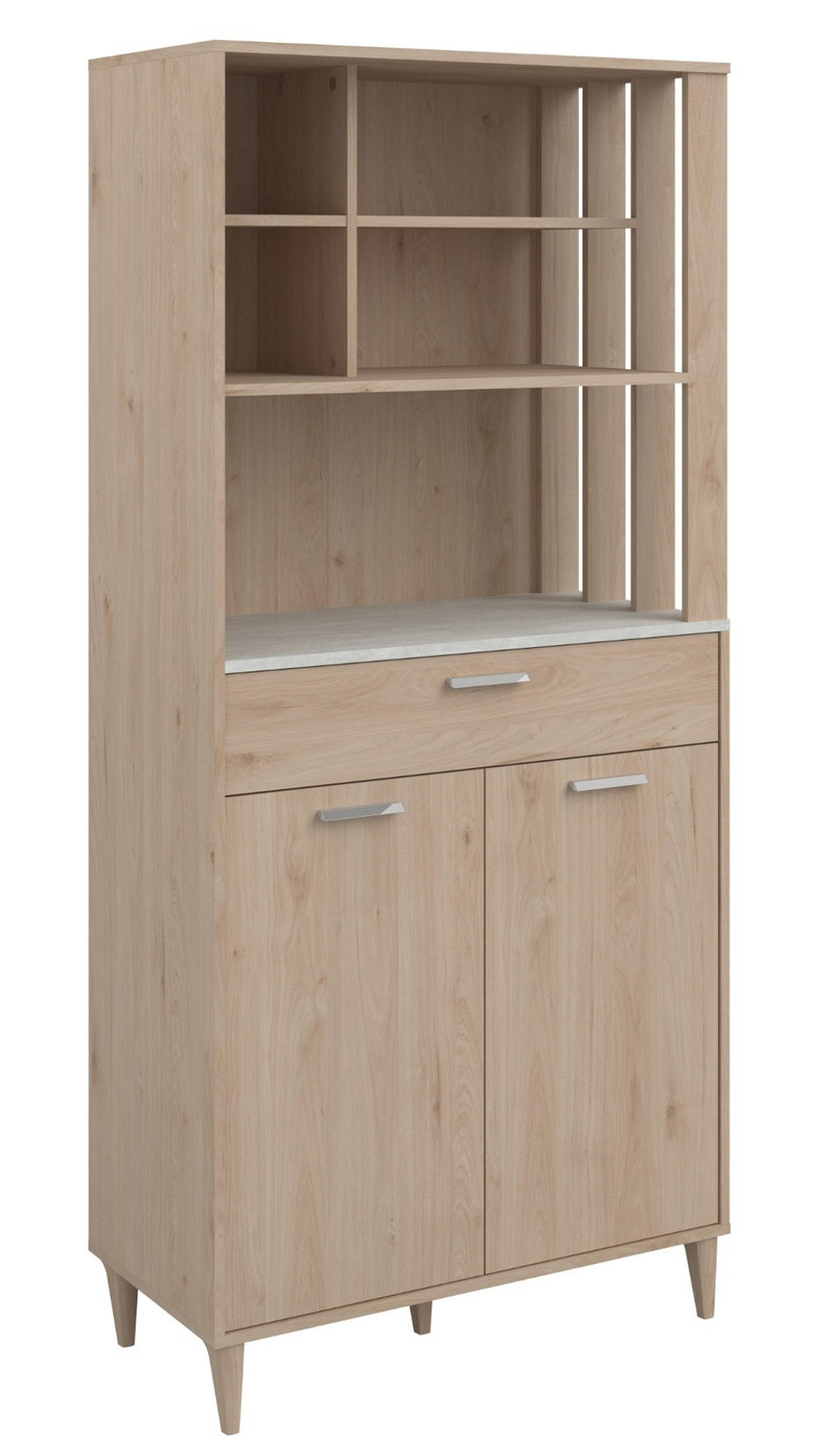 BUFFET Küche Eiche, grau 84 cm Buffetschrank mit viel Stauraum - Eichefarben/Grau, Holzwerkstoff (84/182/41cm) - Parisot Meuble