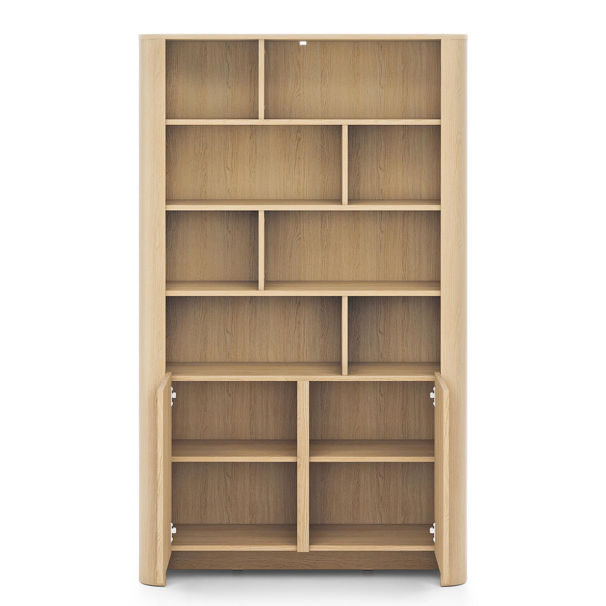 BÜCHERREGAL AMOS REG1-2D Abgerundeter Korpus, Eiche - Eichefarben, Holzwerkstoff/Kunststoff (103/170/39cm) - Komodee